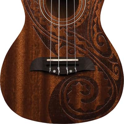 Oscar Schmidt OU2TAT All Mahogany Laser Etched Tattoo 4-String Acoustic Concert Size Ukulele image 4