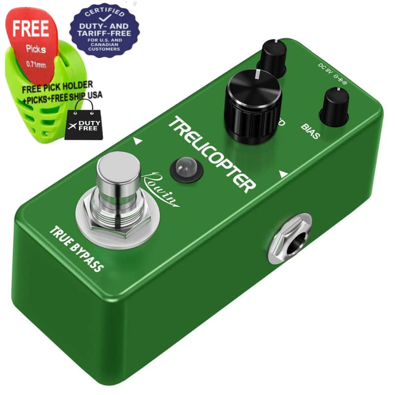 Rowin TRELICOPTER Optical Tremolo Huge Range of speeds and depths True Bypass LEF327, FREE PICKS + HOLDER+ FREE SHIP USA image 1