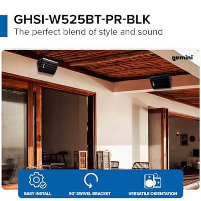 Gemini Sound GHSI Active/Passive Bluetooth Outdoor Speakers- Daisy Chain Capable, IP44, Wall Mount (Black, 100 Watts) image 2
