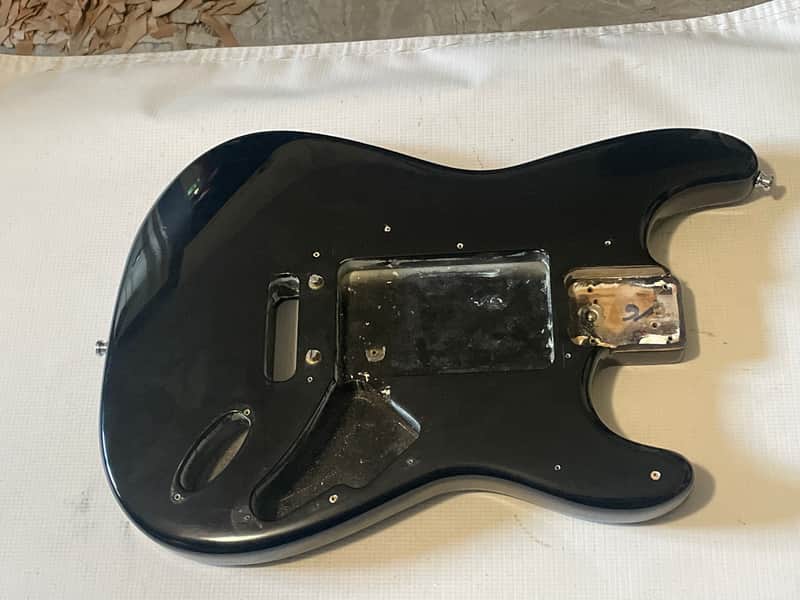 1988 Fullerton USA Fender American Stratocaster Black Guitar Body 2 Post Tremolo Ready image 1