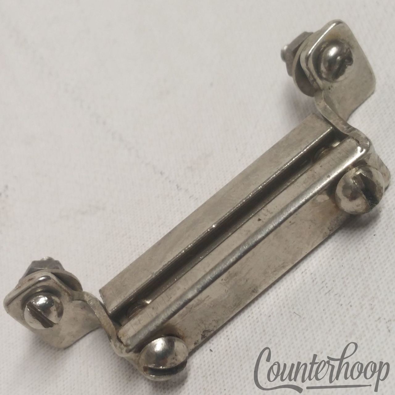 Leedy Snare Drum Butt Plate 1 7/8" Square Bar Clamp Nickel Plating Vintage 30s* — main photograph