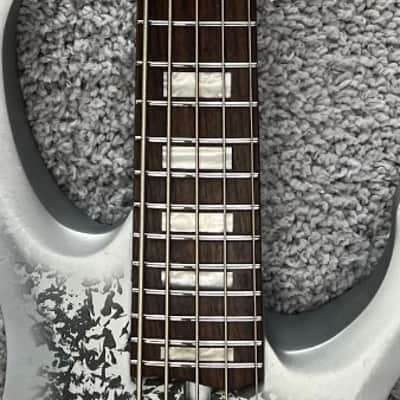 Mint Ibanez BTB25TH5SLM 5-String Electric Bass Guitar Silver Blizzard Matte Finish image 5