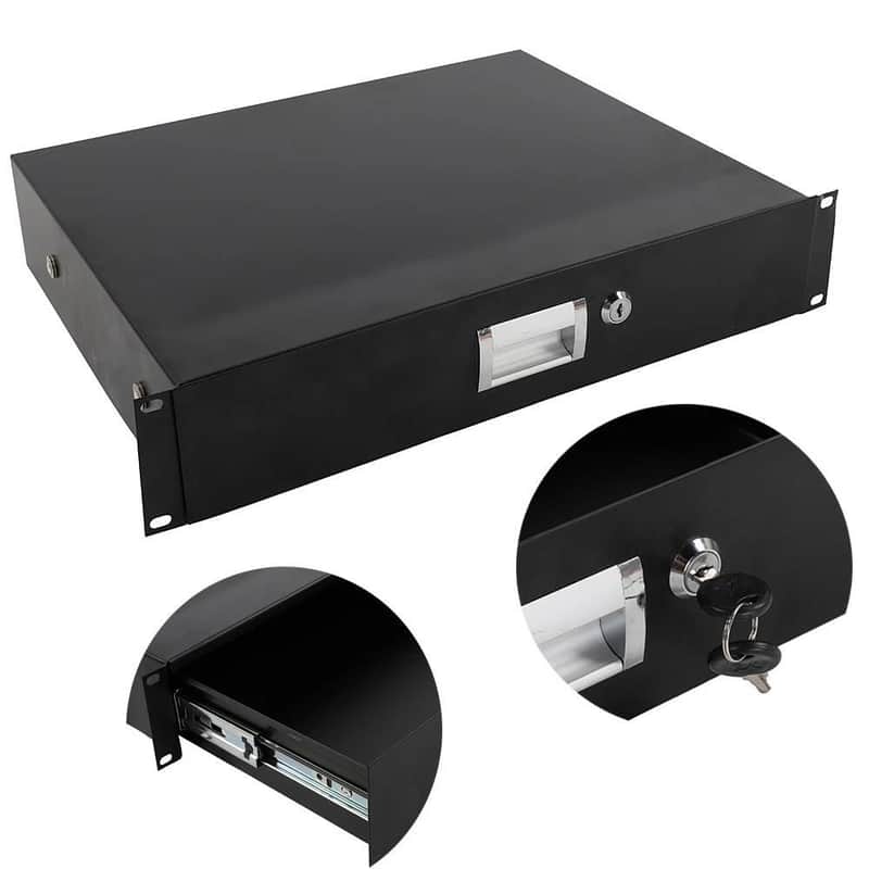 New 19 " Rack Mount 2U Locke Drawer Audio DJ Server Rack Storage Cabinet with Keys image 1
