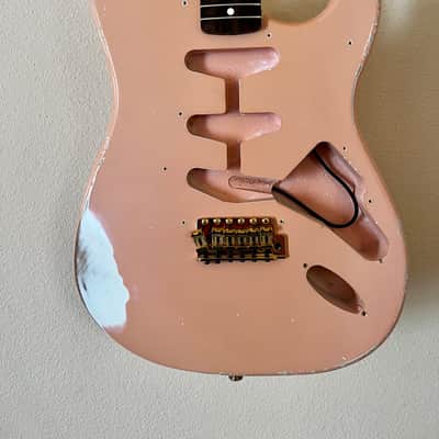 MJT MJT/Fender Stratocaster Body Neck and Hardware - Shell Pink Rosewood Gold image 7