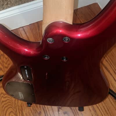 2004 Ibanez  SR300 DXF SoundGear Fretless - 4 String Bass Guitar 2004 Candy Apple Red image 11