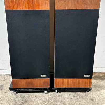 Mid Century Modern Speakers KLH Set 355 The Baron Tower Walnut Glass image 1