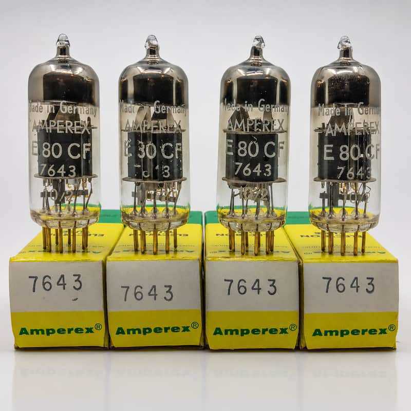 NOS Matched Quad Amperex Valvo 7643 E80CF 6BL8 Gold Pin D1J3 Tested image 1