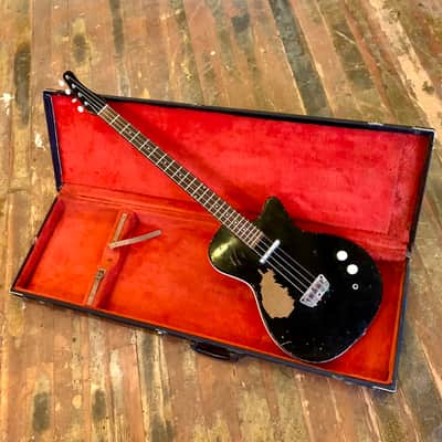 Silvertone 1444 bass guitar c 1960’s Black beauty original vintage USA harmony image 1
