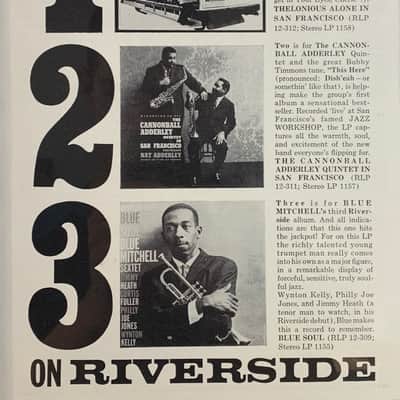 |Originial| 1960 Down Beat Magazine Riverside Records Promotional Ad |Framed| image 2