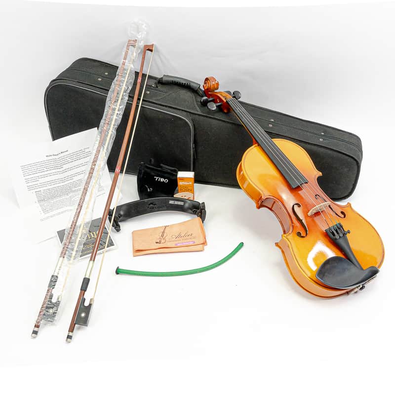 Mendini by Cecilio MV400 Solid Wood Violin – Beginner/Student Model with Case image 1
