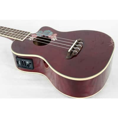 Luna Flora Concert Ukulele Regular Transparent Purple Flame Maple image 3