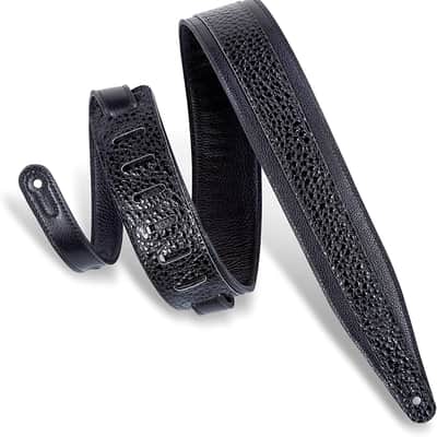 Levy's - MG317DRT-BLK - 2.5" Garment Leather Guitar Strap Dart Design - Black image 1