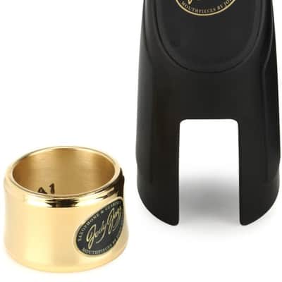 JodyJazz HRA1 Power Ring Ligature with Cap for Hard Rubber Alto Saxophone Mouthpiece - Gold (JJASRPRGCapd1) image 1