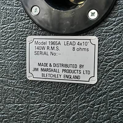 Marshall 1965A Lead 4x10" 140 Watt 8 Ohm Made In England image 6