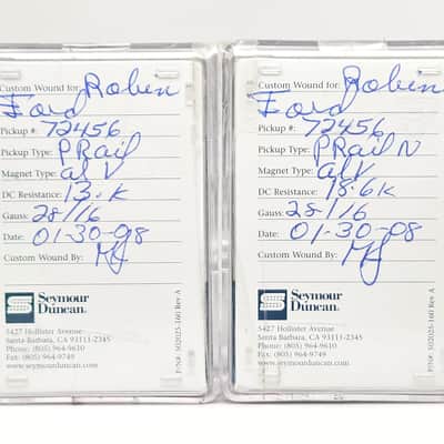 Seymour Duncan Custom Shop P-Rail Humbucker Pickup Set Custom Wound For Robben Ford and packaging signed by Seymour Duncan, Mint Condition with Boxes! image 3