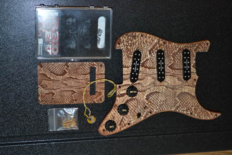 Stratocaster Loaded Snakeskin Pickguard w/Seymour Duncan Billy Gibbons 'Red Devil' Pickups image 1