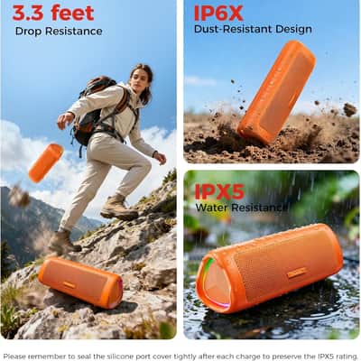 20W Portable Bluetooth Speaker with HD Audio, IPX5 Water-Resistant Design, 24H Battery, TWS Stereo Pairing for Home, Travel & Outdoor Use image 4