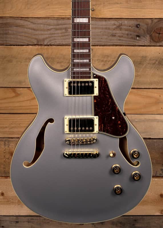Ibanez AS73G Semi-Hollowbody Guitar Moonstone Silver Flat image 1