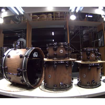 DW COLLECTOR'S PURE WALNUT 22-10-12-14-16 NATURAL TO QUICK EBONY BURST BLACK NICKEL HARDWARE image 15