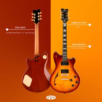 EVH SA-126 6-String Right-Handed Special QM Electric Guitar with 12 to 16-Inch Compound Ebony Fingerboard, 22 Jumbo Frets and Triple Block Inlays (Tobacco Burst Ebony) image 5