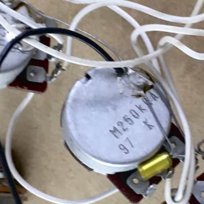 1989 Vintage Fender Japan MIJ Strat Pickup Set Relic Wiring Harness Pots Black Bobbins Post JV Era image 12
