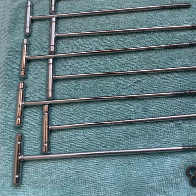 Del Rey MIJ Lot of 12 Bass Drum T tension rods + 11 claws 70s - Chrome image 13