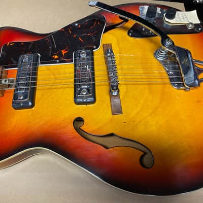 Teisco Saturn 1960s Sunburst Electric Guitar image 3