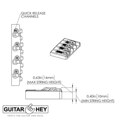 NEW Hipshot 5A4FM1AB 4 string A Style Fender Mount Aluminum Bass Bridge - BLACK image 4