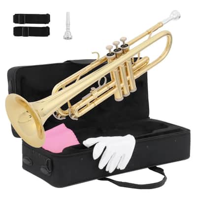 Beginner Gold Lacquer Brass Bb Trumpet W/ Case for Student School Band image 1
