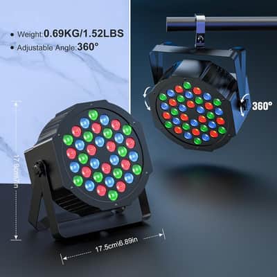 36LED Stage Par Light RGB Par Light DMX Lighting Stage Uplights for Events Music Dances Shows Party Wedding Church School Christmas Club (4 Packs) image 2