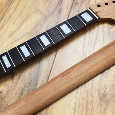 Telecaster Compatible Roasted Maple and Rosewood Guitar Neck Pearl Inlays Unfinished Paddle Headstock image 4