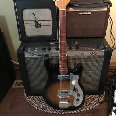 Beltone Electric Guitar 1960's 2 Tone Burst with Tremolo image 7