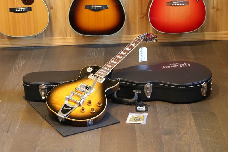 2009 Gibson Les Paul Standard Limited Edition Florentine w/ Bigsby Semi-Hollow Electric Guitar Sunburst + OHSC image 1
