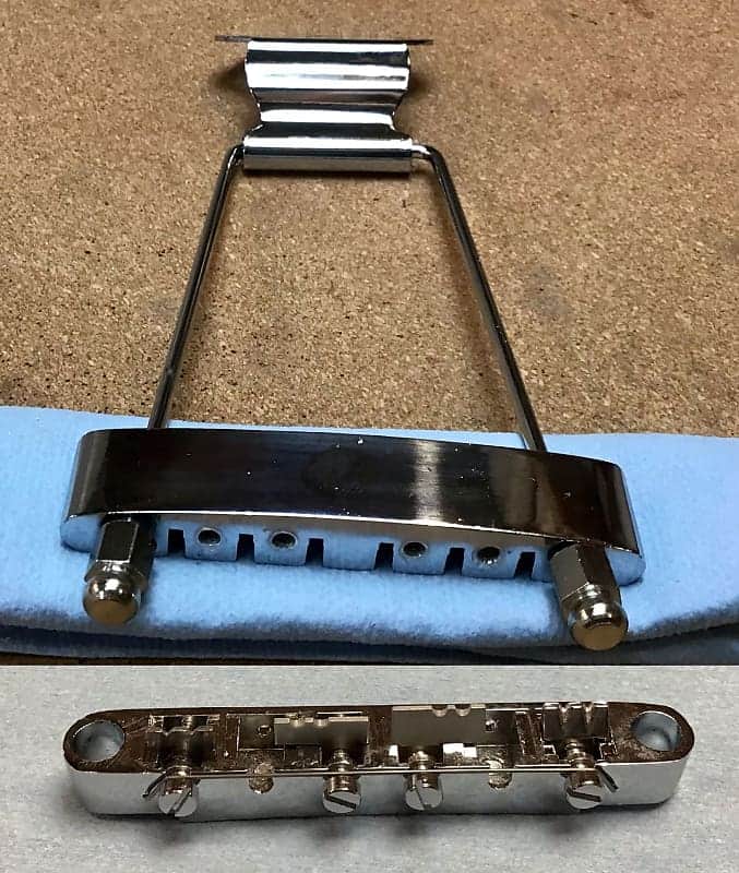 MORTone Tune o matic style guitar to mandocello conversion bridge and trapeze tailpiece image 1
