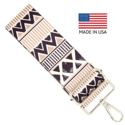 Guitar Strap | Handbag Strap | Taupe Geometric image 1