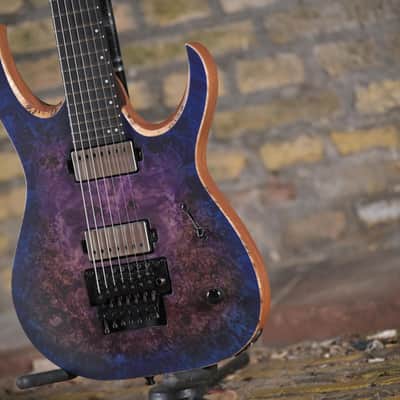 Mayones Duvell Elite Pro 7 Baritone 26,5 - Dirty Purple Blue Burst Satin image 3