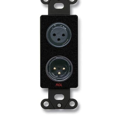 RDL DB-XLR2 XLR 3-pin Female and 3-pin Male on D Plate, Terminal Block, Black image 1