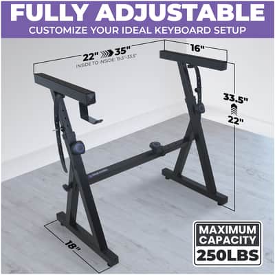 Liquid Stands Z Style Adjustable Piano Keyboard Stand - Fits 54-88 Key Electric Pianos (Black) image 2