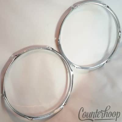 Ludwig 2x 13" Tom Drum Rims/Hoops 6-Hole Batter Triple Flange Chrome Vintage 60s image 2