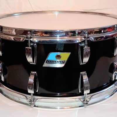 Immagine LUDWIG VINTAGE INDEPENDENT SUSPENSION (COLISEUM STYLE) SNARE DRUM 70's CUSTOM - AGED PIANO BLACK WRAP - FREE SHIP TO C-USA! - 1