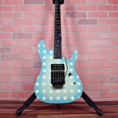 Original Vintage Kramer NightSwan Blue With White Polka Dots 1987-1988 Vivian Campbell image 3