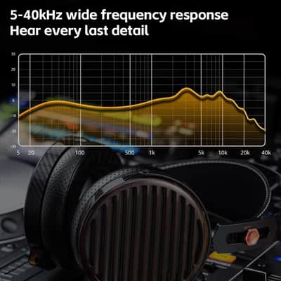 FiiO FT7 Headphones Open-Back Planar 106mm Planar Magnetic Monitor Earphone Gold Diaphragm Carbon Fiber Shell Detachable Cables (Black) image 6