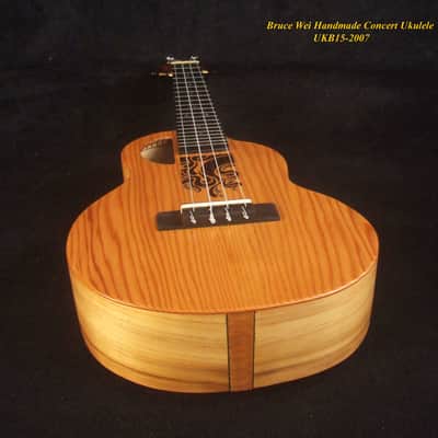 Handmade Concert Ukulele, Solid Taiwania, Mahogany, Abalone Inlay, Soft-bag, Bruce Wei UKB15-2007 image 2