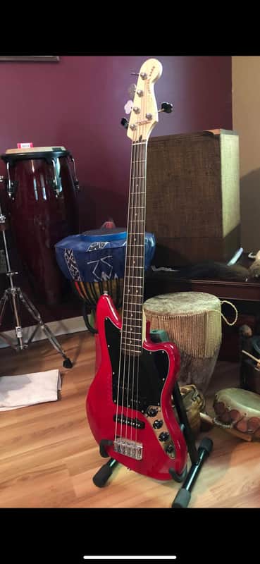Squier Vintage Modified Jaguar Bass V Special Crimson Red Transparent image 1
