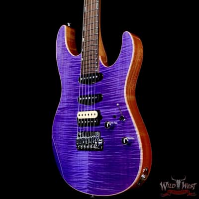 Suhr Custom Set Neck Modern HSS Flame Maple Top SSCII System Blower Switch 24 Stainless Steel Jumbo Frets Trans Purple 6.95 LBS image 2