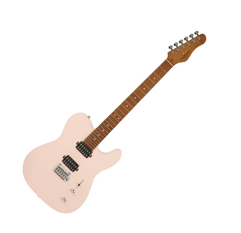 Corona Modern Plus T Shell Pink Stainless 24Fret Roasted Maple HH Telecaster image 1