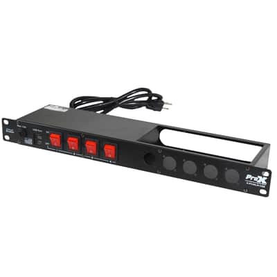 ProX 1U 15Amp 4 Channel Circuit Breaker Switch Panel w 2 USB & 5 Punched Spaces image 1