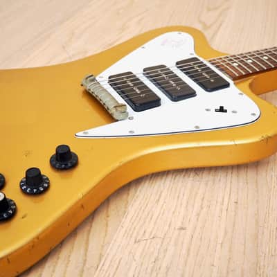 1980s Burny FB-85 F-Bird III Vintage Electric Guitar Gold Mist Poly P-90s, Japan image 7