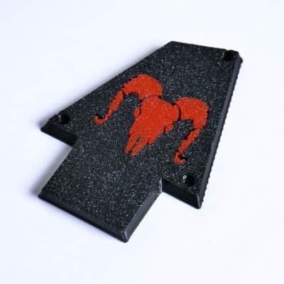 Custom Ibanez Truss Rod Cover for RG & JEM – Ram Skull (Red & Black) image 8
