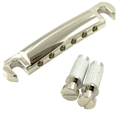 Gotoh Guitar Stop Tailpiece w/ Metric Thread Studs-Nickel